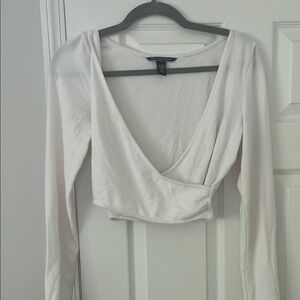 VS White Long Sleeve Wrap Top